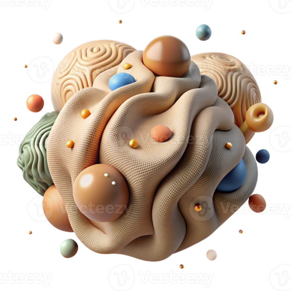serene rustic Ceramic Clay Sculpture Abstract Form Isolated original png