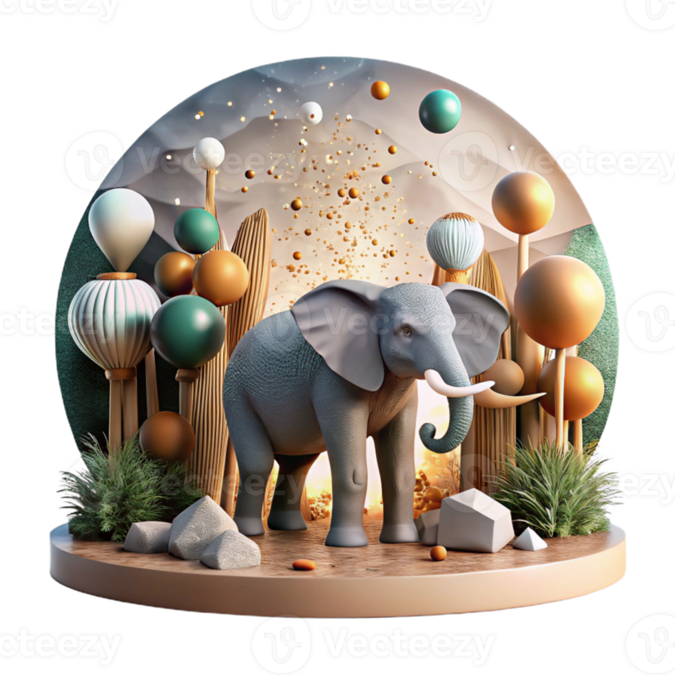 magnificent traditional Backlit Deforestation Scene with Elephant Silhouette Cutout exclusive png
