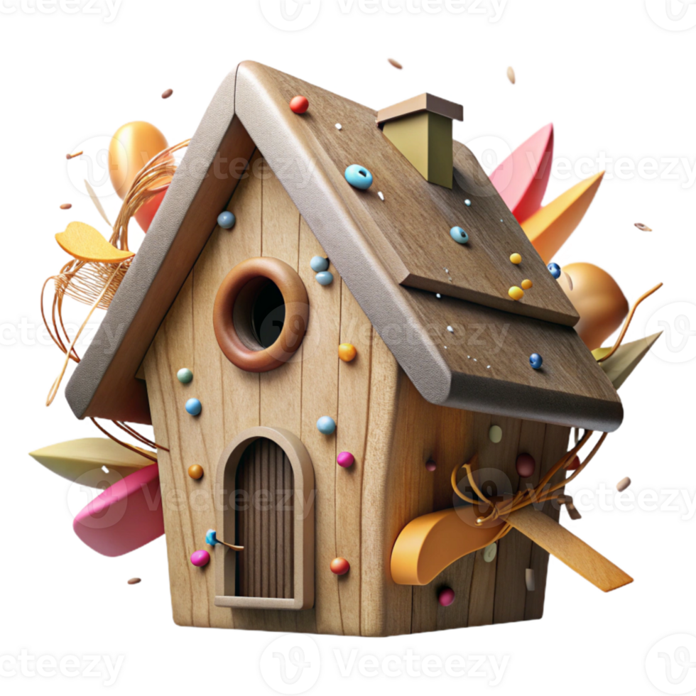 vibrant artistic Birdhouse Cutout with Rustic Charm exclusive png