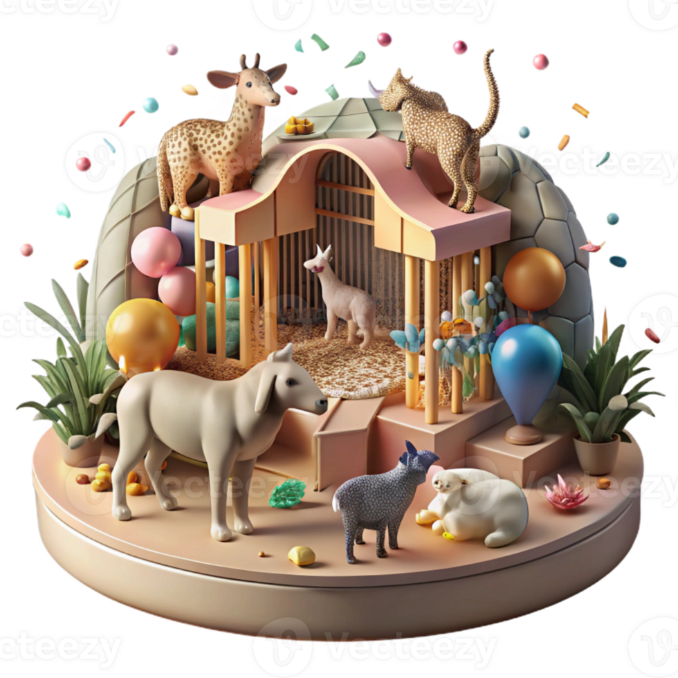 beautiful vintage Crowded Animal Sanctuary Cutout High Contrast authentic png