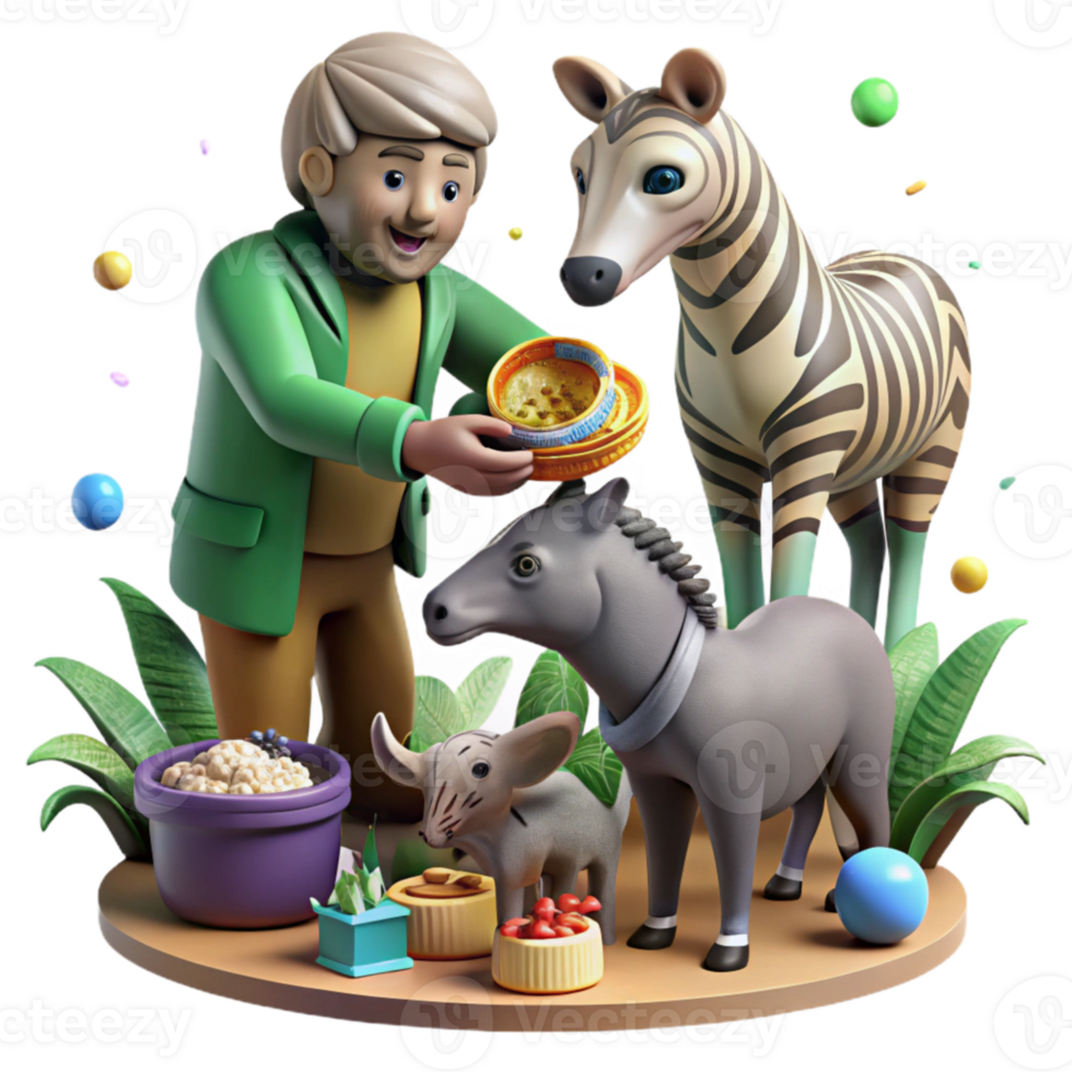 stunning minimalist Animal Caretaker Feeding Endangered Species Cutout png