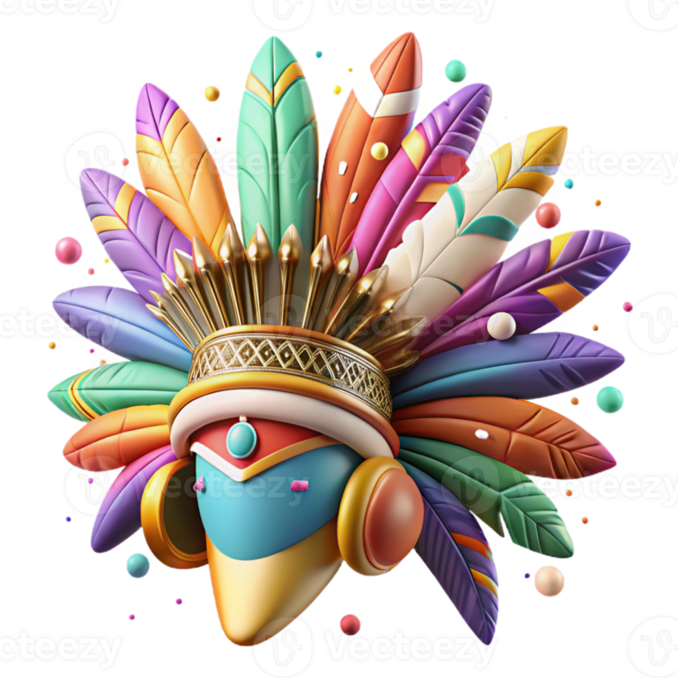 stunning traditional Colorful Tribal Headdress with Feathers Cutout png