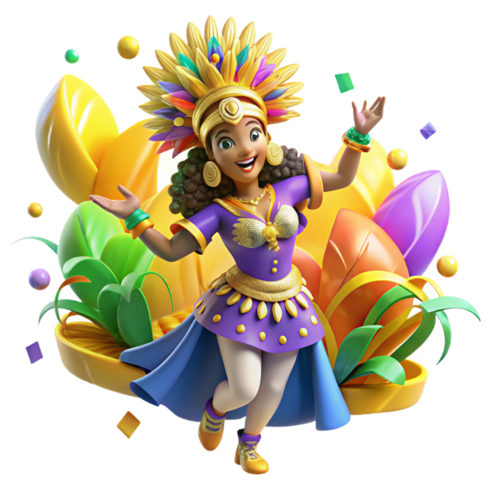 vibrant traditional Brazilian Samba Dancer Cutout Colorful Costume high resolution png