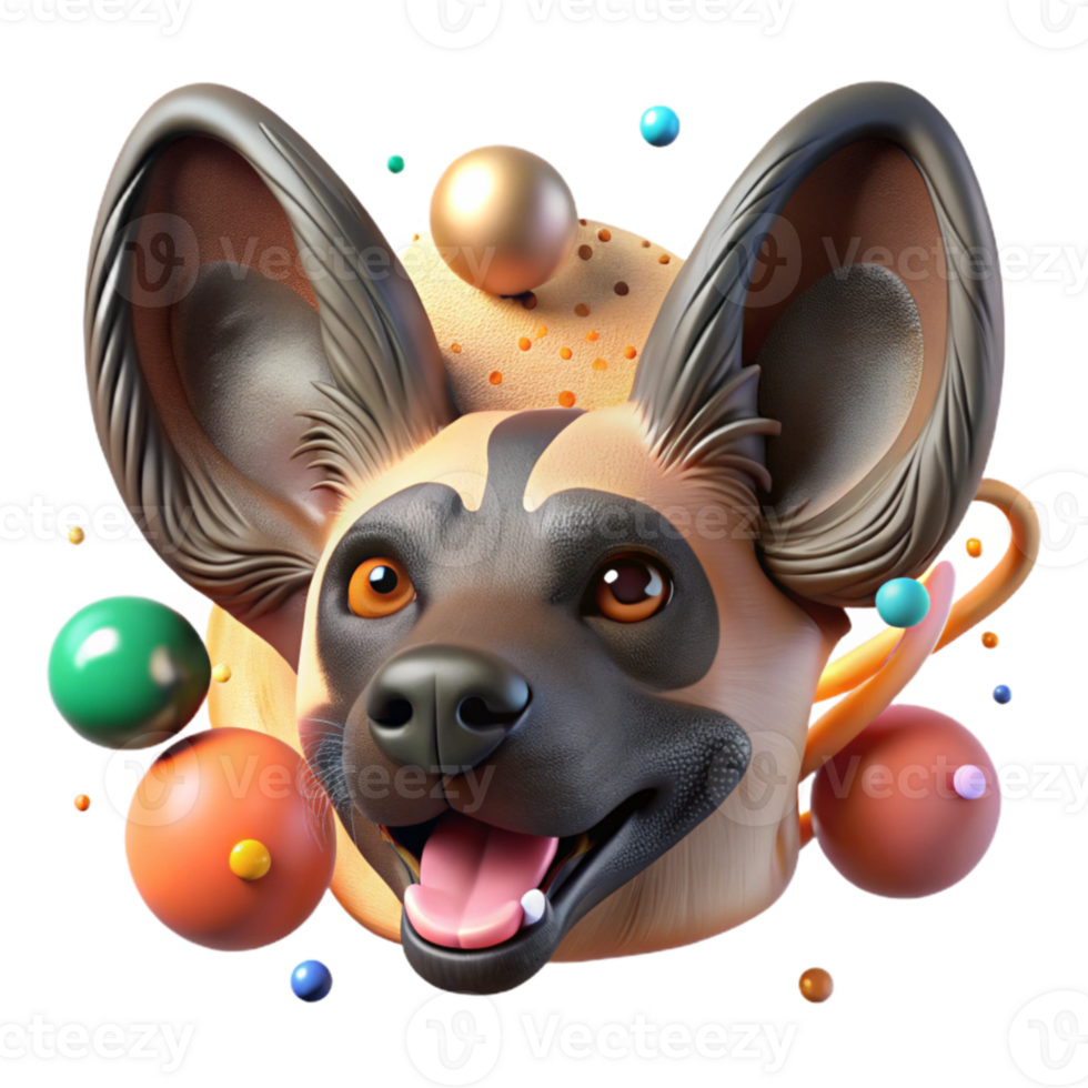 beautiful contemporary African Wild Dog Ear Close Up Cutout high resolution png