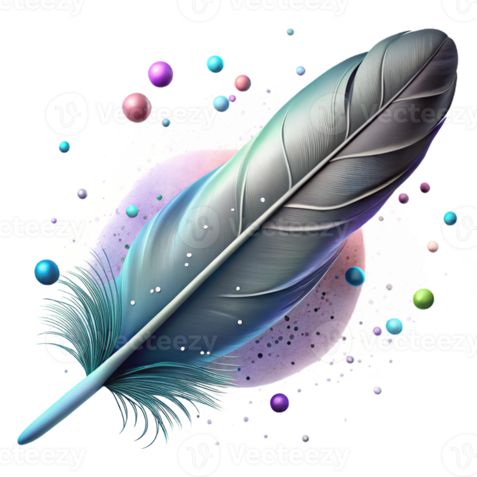 elegant creative Bird Feather with Ink Splatter Effect Isolated Element png