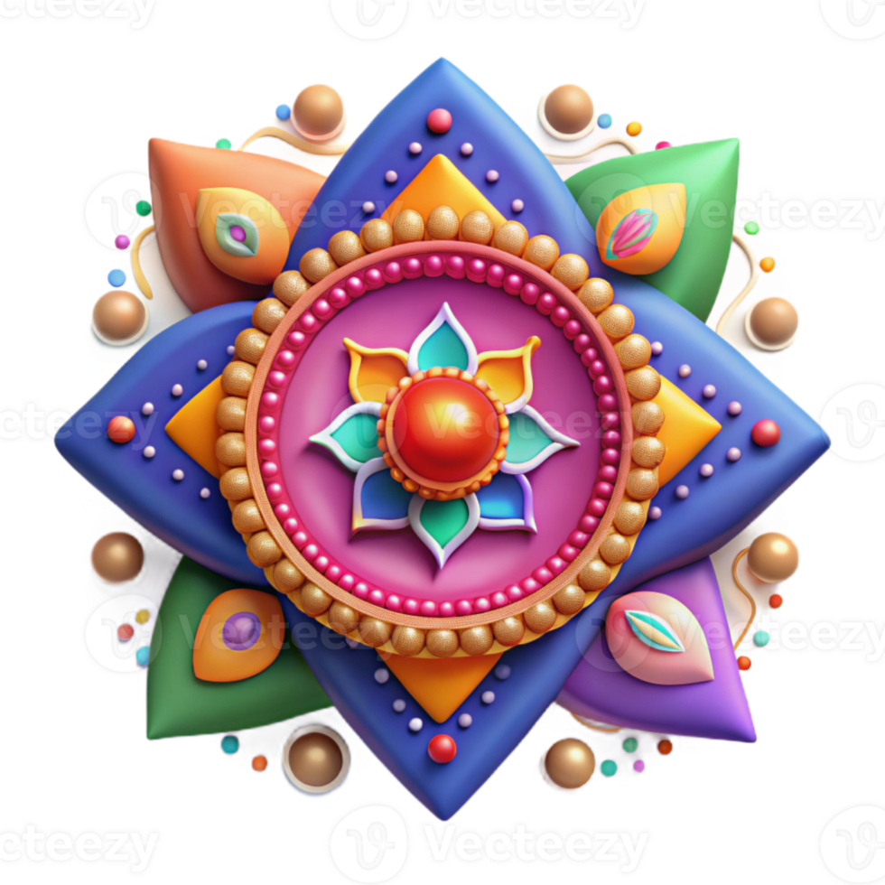 extraordinary modern Diwali Rangoli Intricate Design Bright Colors detailed png