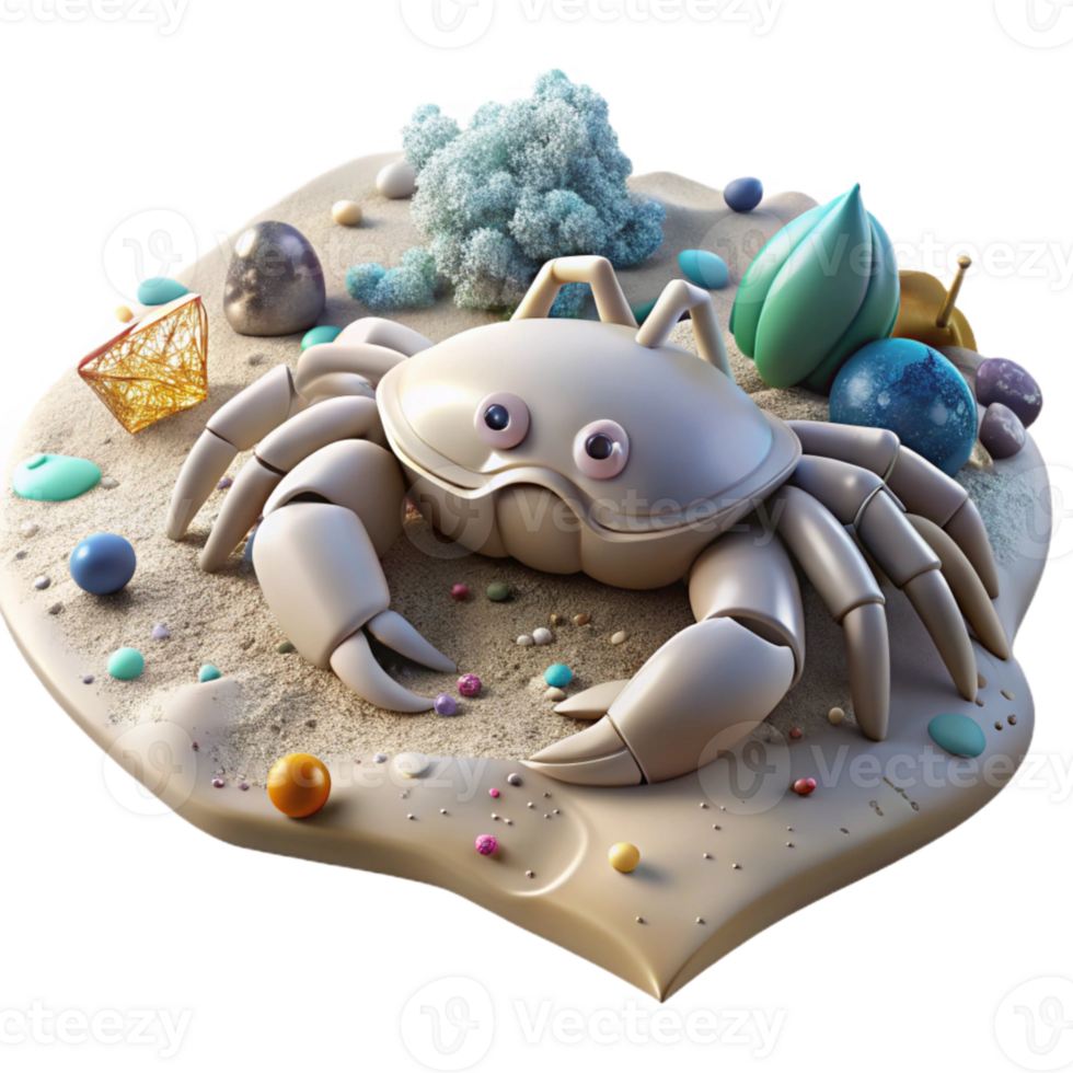 impressive rustic Dead Crab on Polluted Beach Transparent Background Top View original png