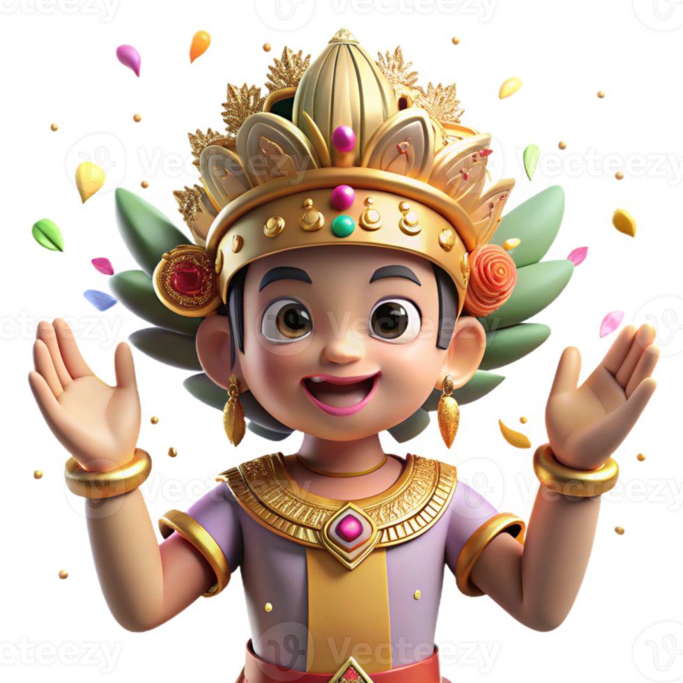 magnificent abstract Balinese Dancer Intricate Headdress Isolated with Warm Lighting high quality png