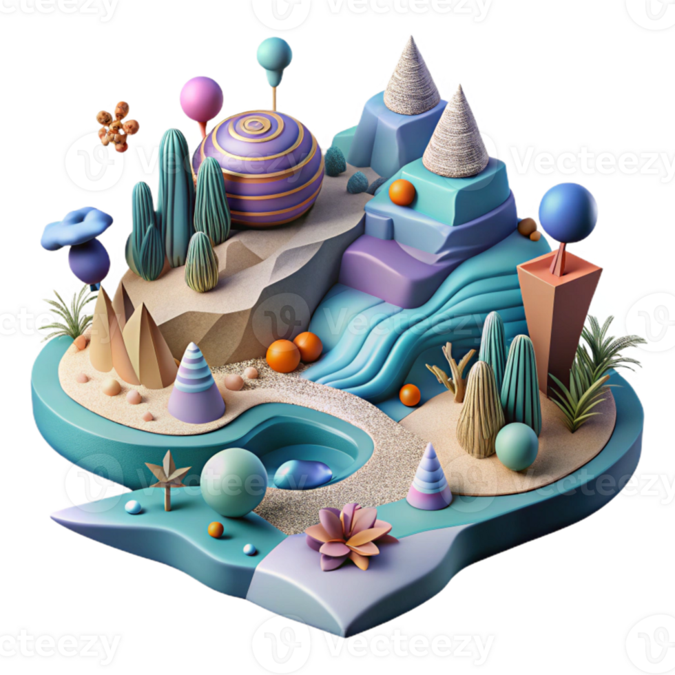 magnificent minimalist Fragmented Landscapes and Wildlife Connectivity Isolated Cool Colors detailed png