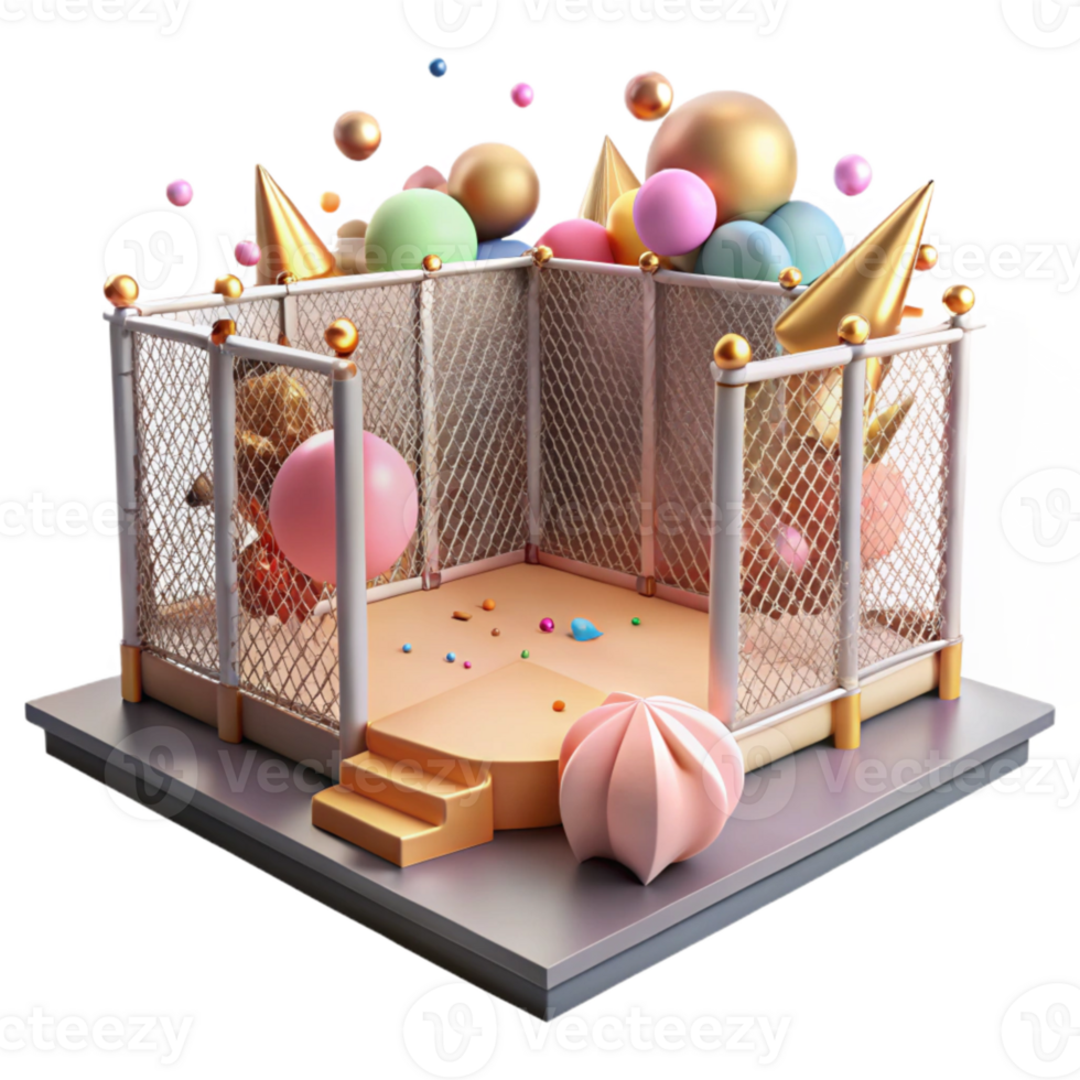 vibrant contemporary Empty Animal Enclosure Cutout with Metal Fence high quality png