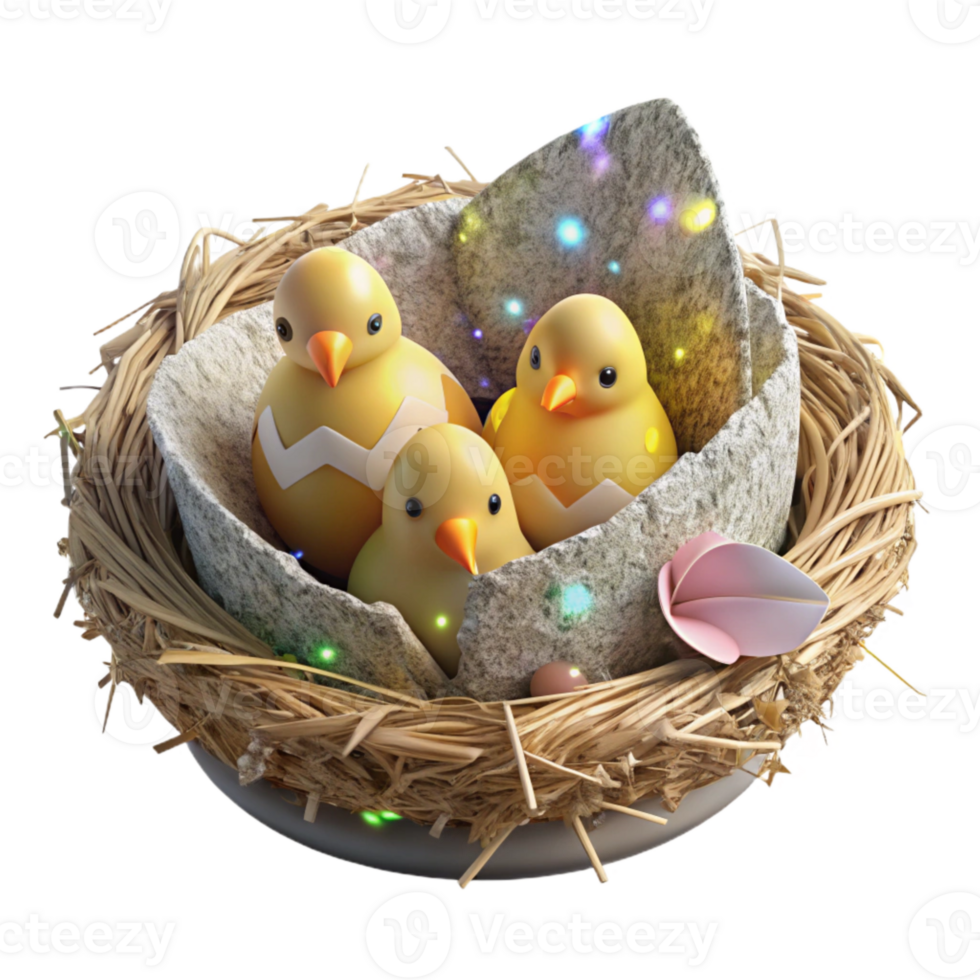 extraordinary minimalist Bird Nest with Chicks Cutout on Transparent Background authentic png