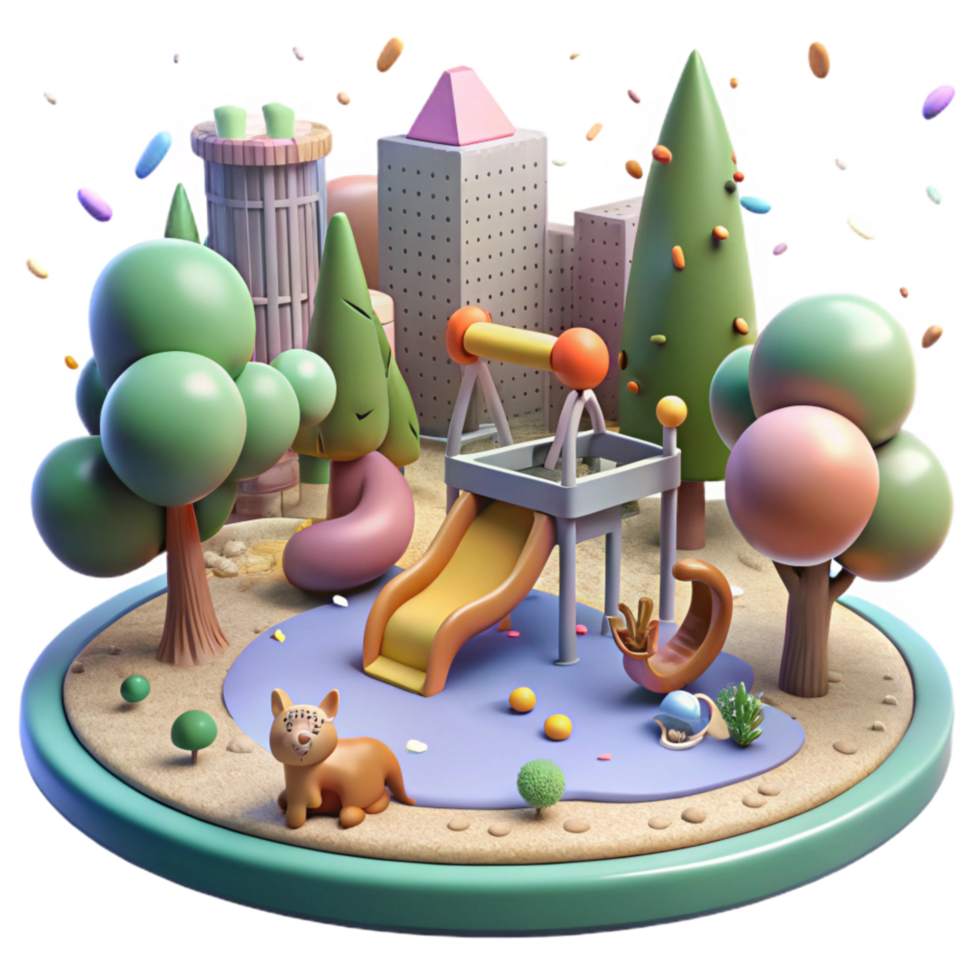 magnificent contemporary City Park with Playground and Squirrels Transparent Background Urban Recreation exclusive png
