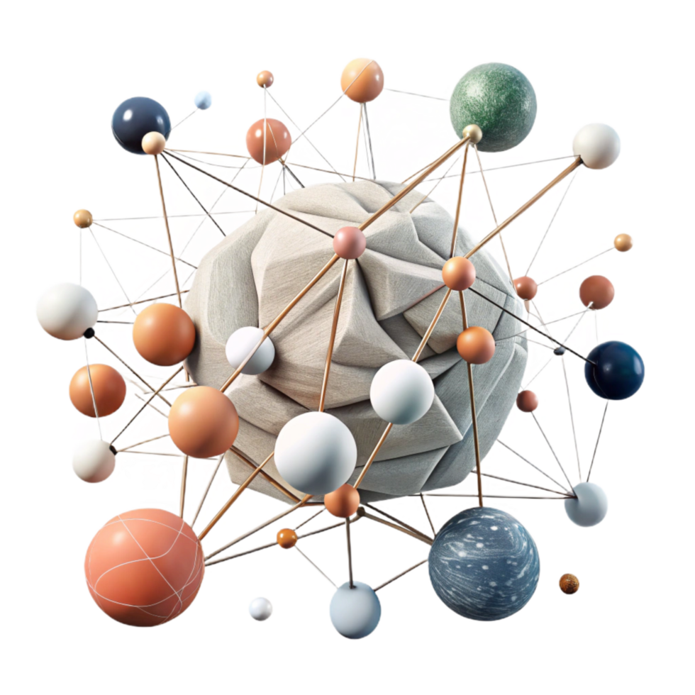 serene vintage Abstract Network of Connected Nodes Cutout png