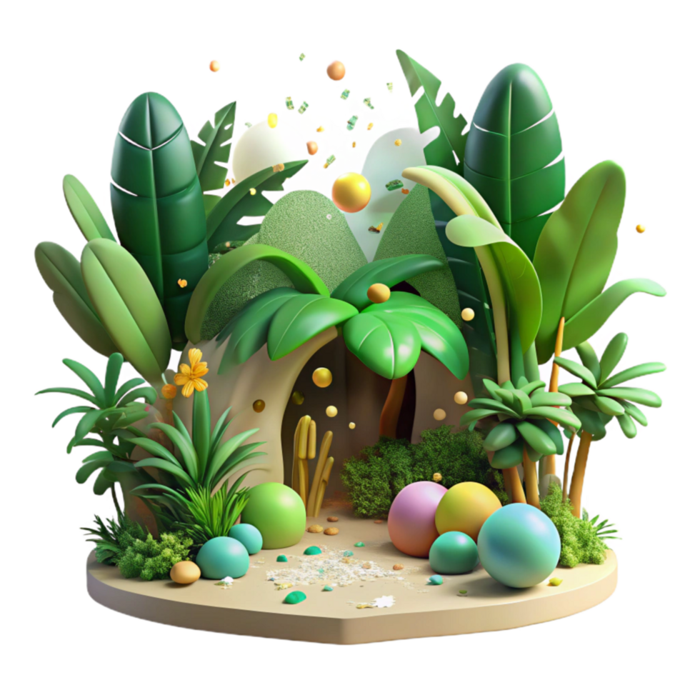 beautiful modern Blurred Tropical Forest Cutout with Lush Greenery detailed png