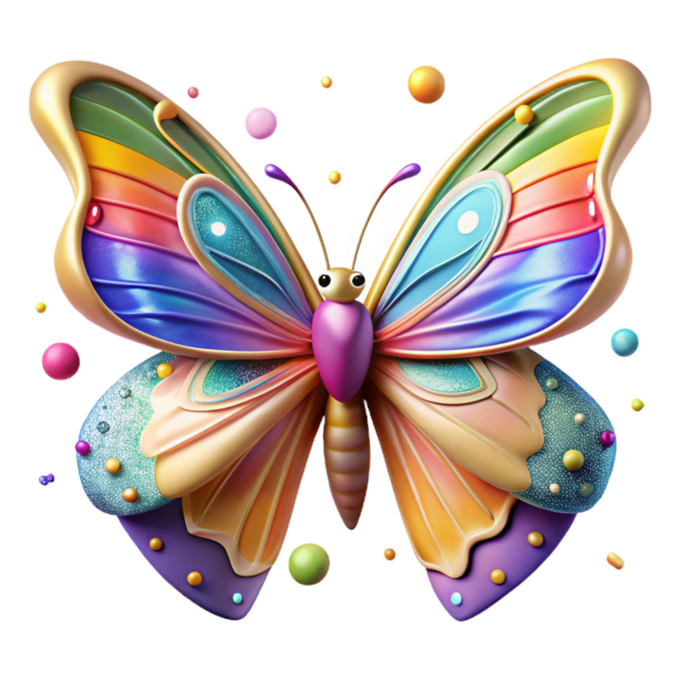 impressive abstract Butterfly Wings Open Colorful Pattern Transparent Background professional png