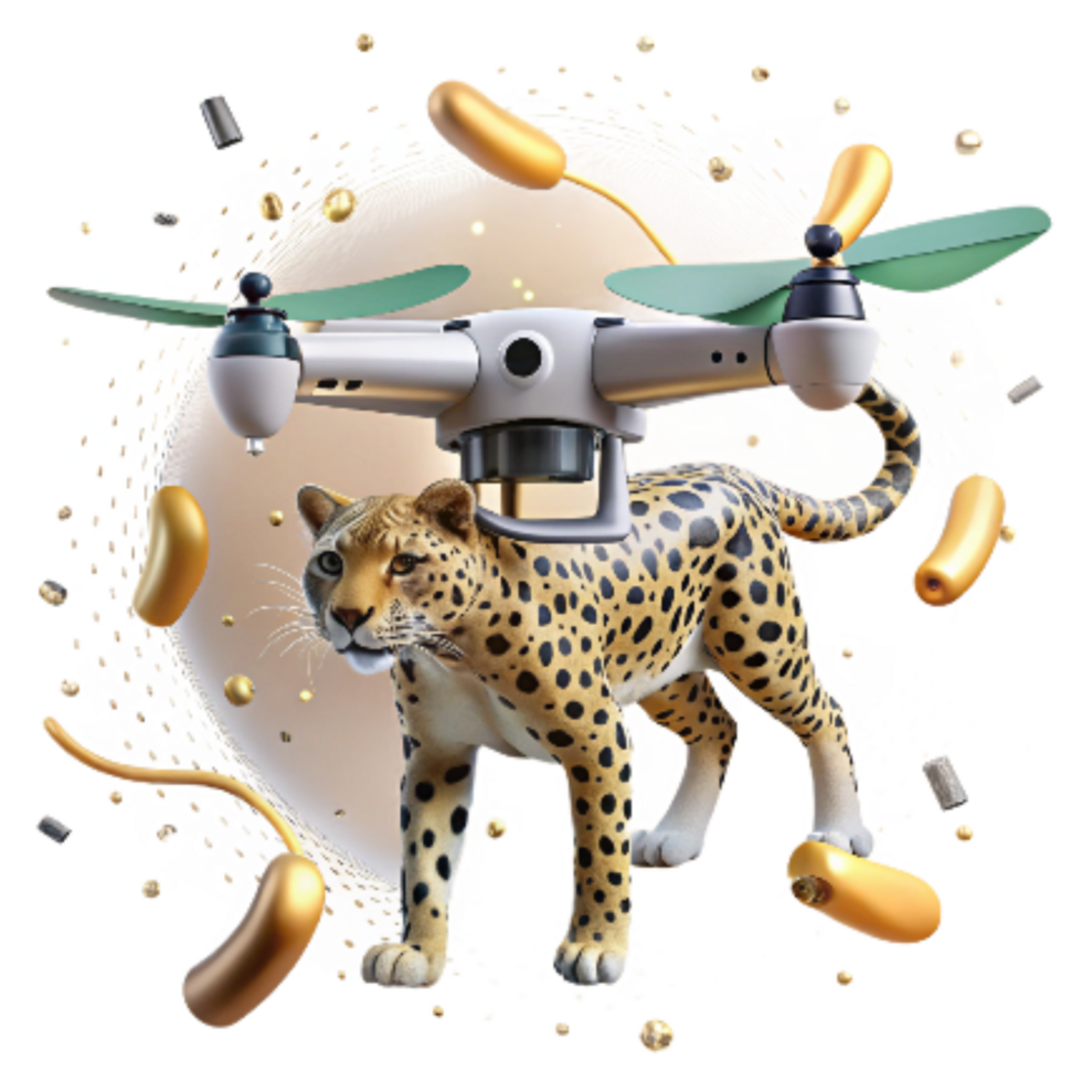 extraordinary vintage Drone Photographing Indochinese Leopard Isolated detailed png