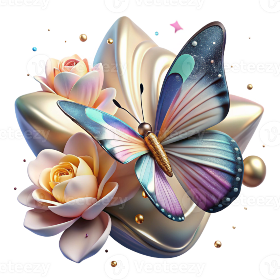 extraordinary modern Close Up of Butterfly on Thistle Transparent Background premium png