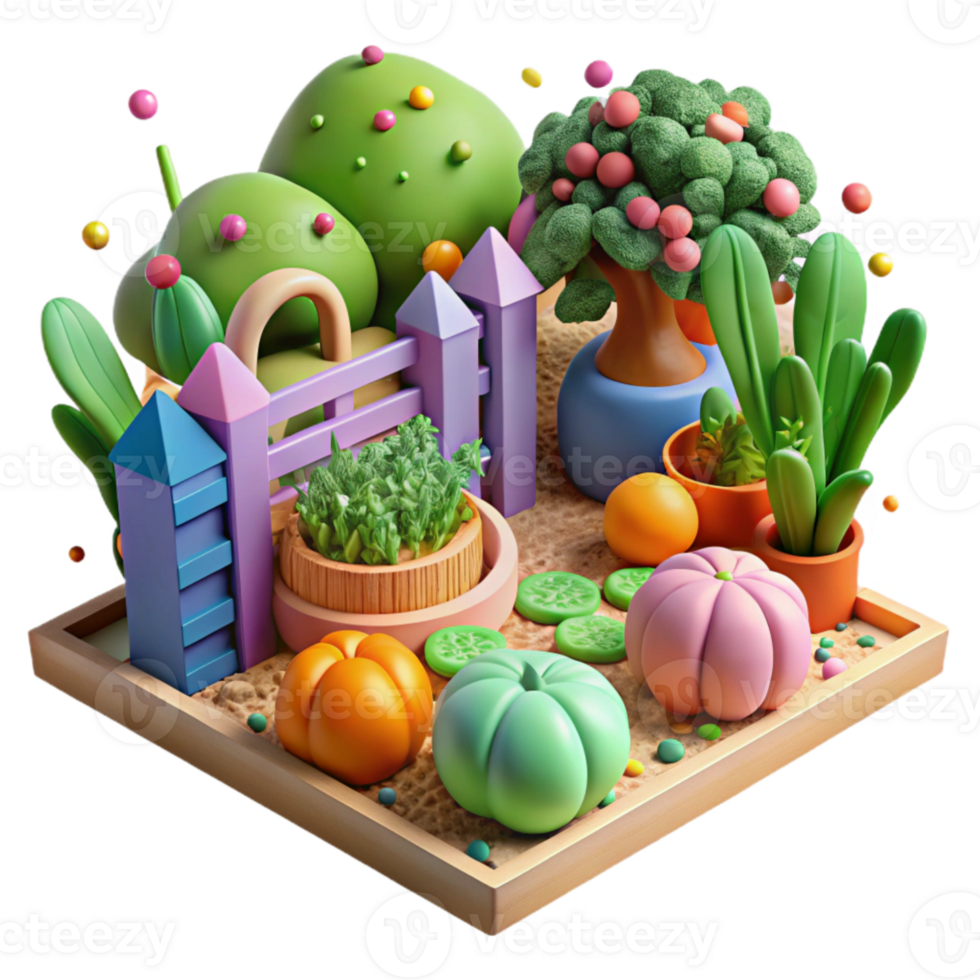 magnificent modern Community Garden Fresh Produce Vibrant Colors Cutout authentic png
