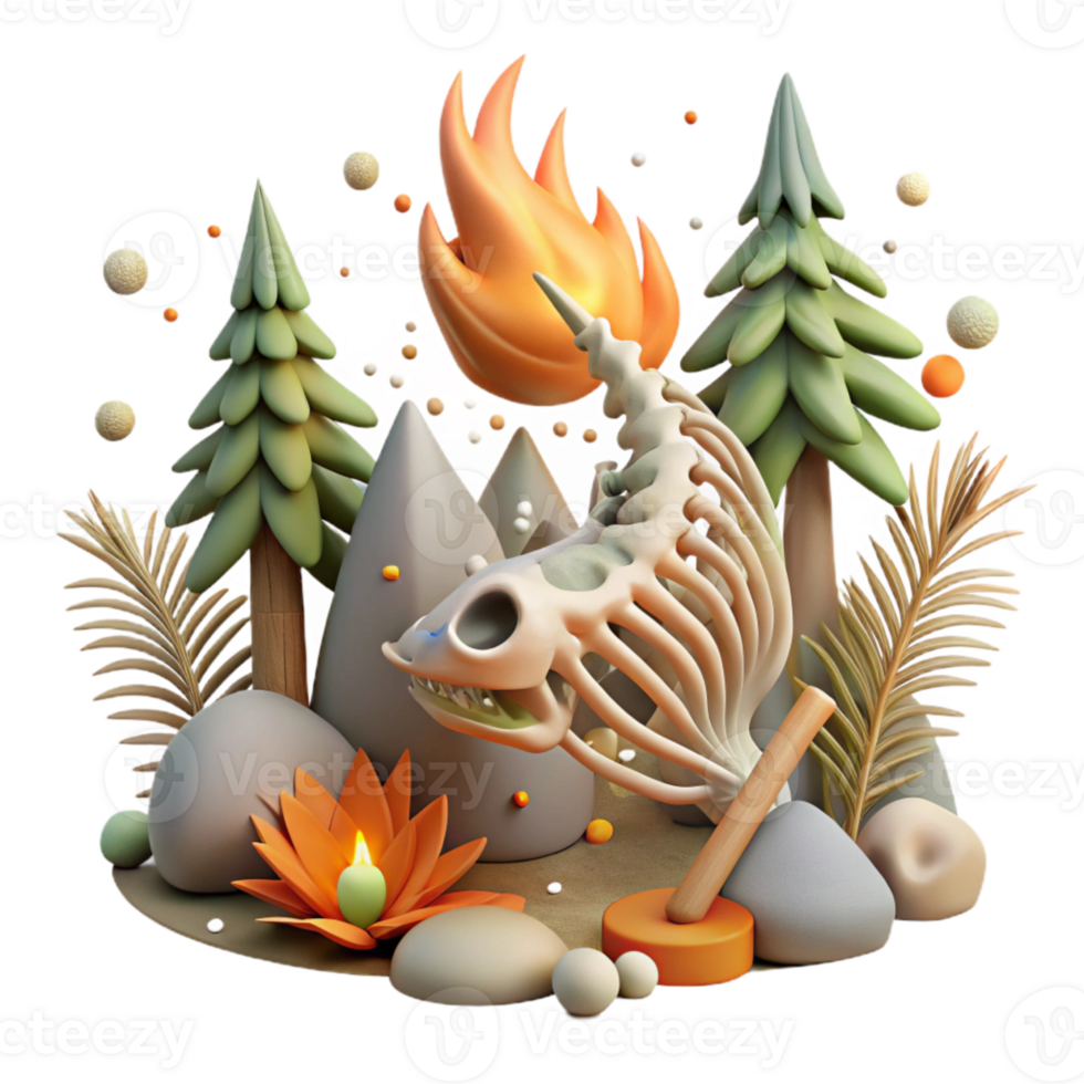 stunning minimalist Forest Fire Aftermath Fish Skeleton Isolated premium png