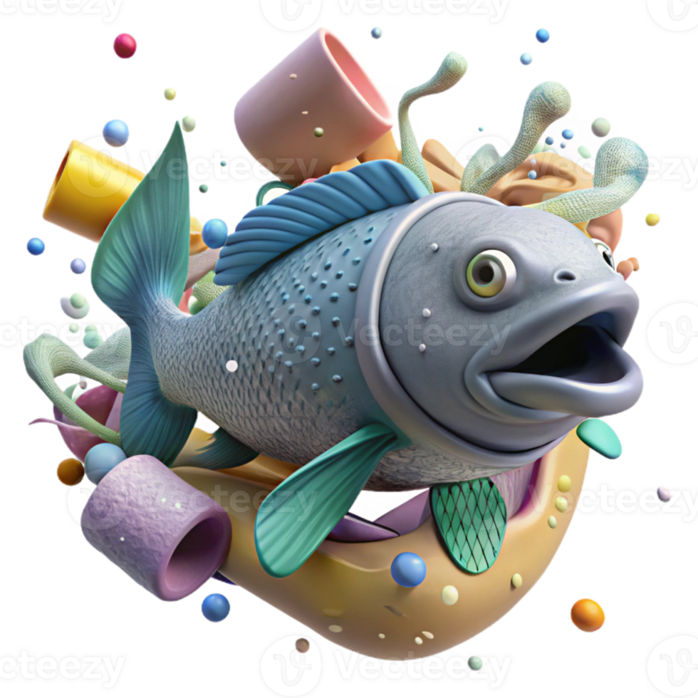 serene classic Fish Struggling in Polluted Water Isolated high resolution png