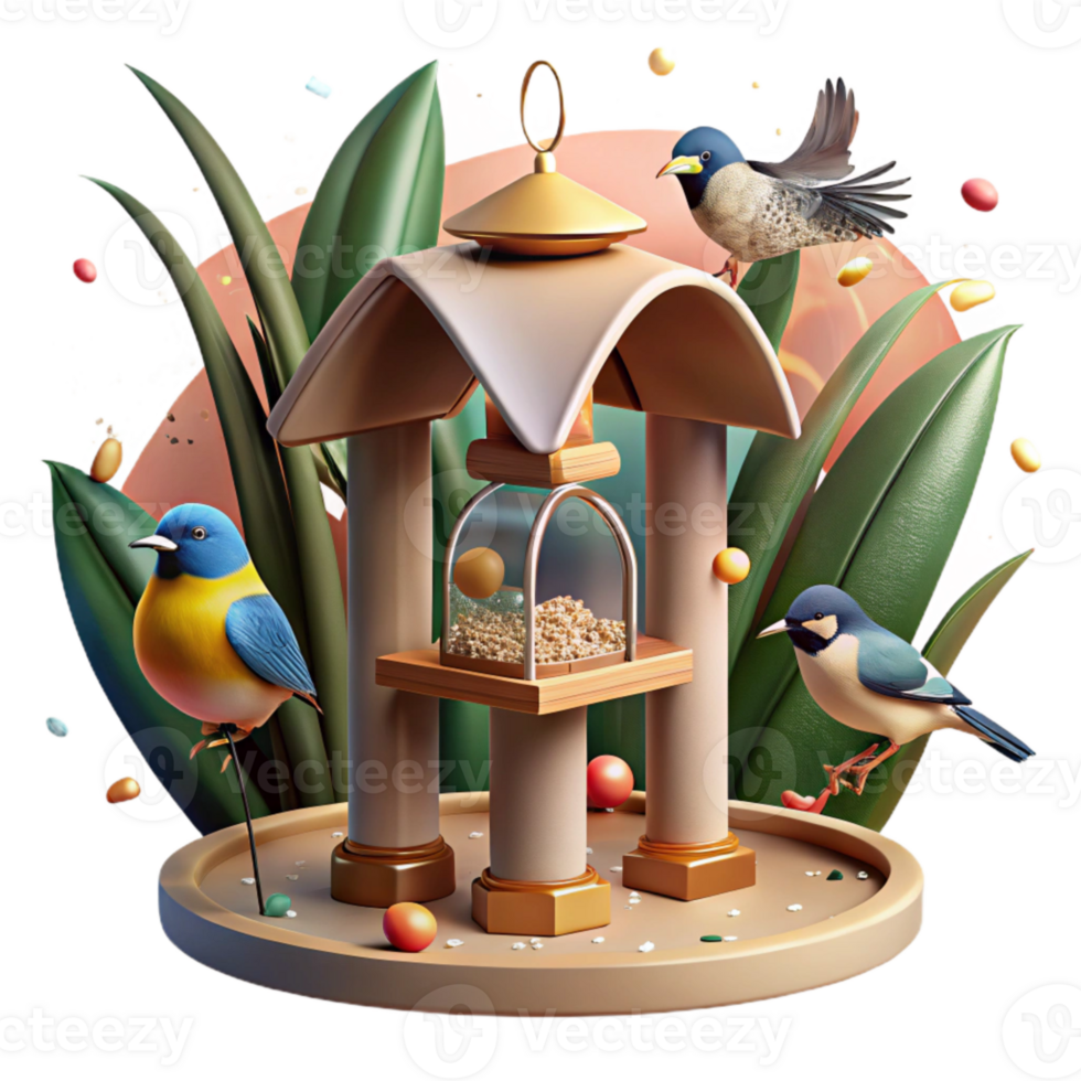 dramatic rustic Bird Feeder Attracting Birds Backyard Habitat Cutout high resolution png