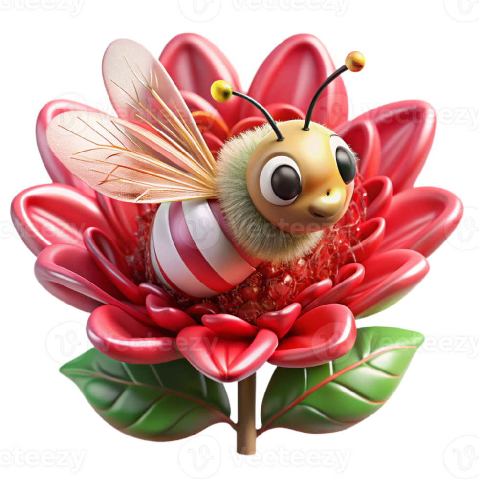 dramatic vintage Bee on Red Clover Flower Close Up Transparent Background original png