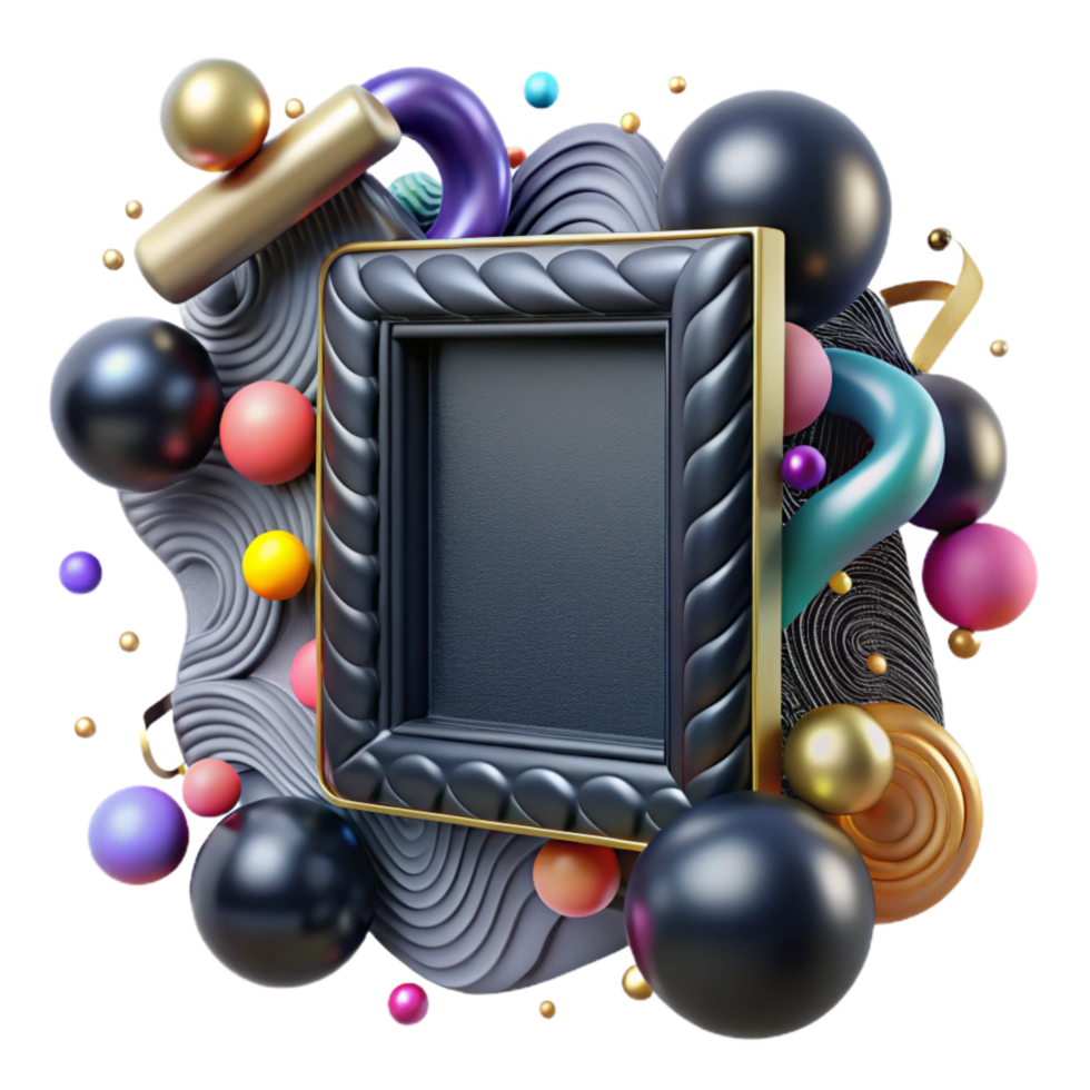 stunning minimalist Empty Picture Frame Black Metal Cutout Element professional png