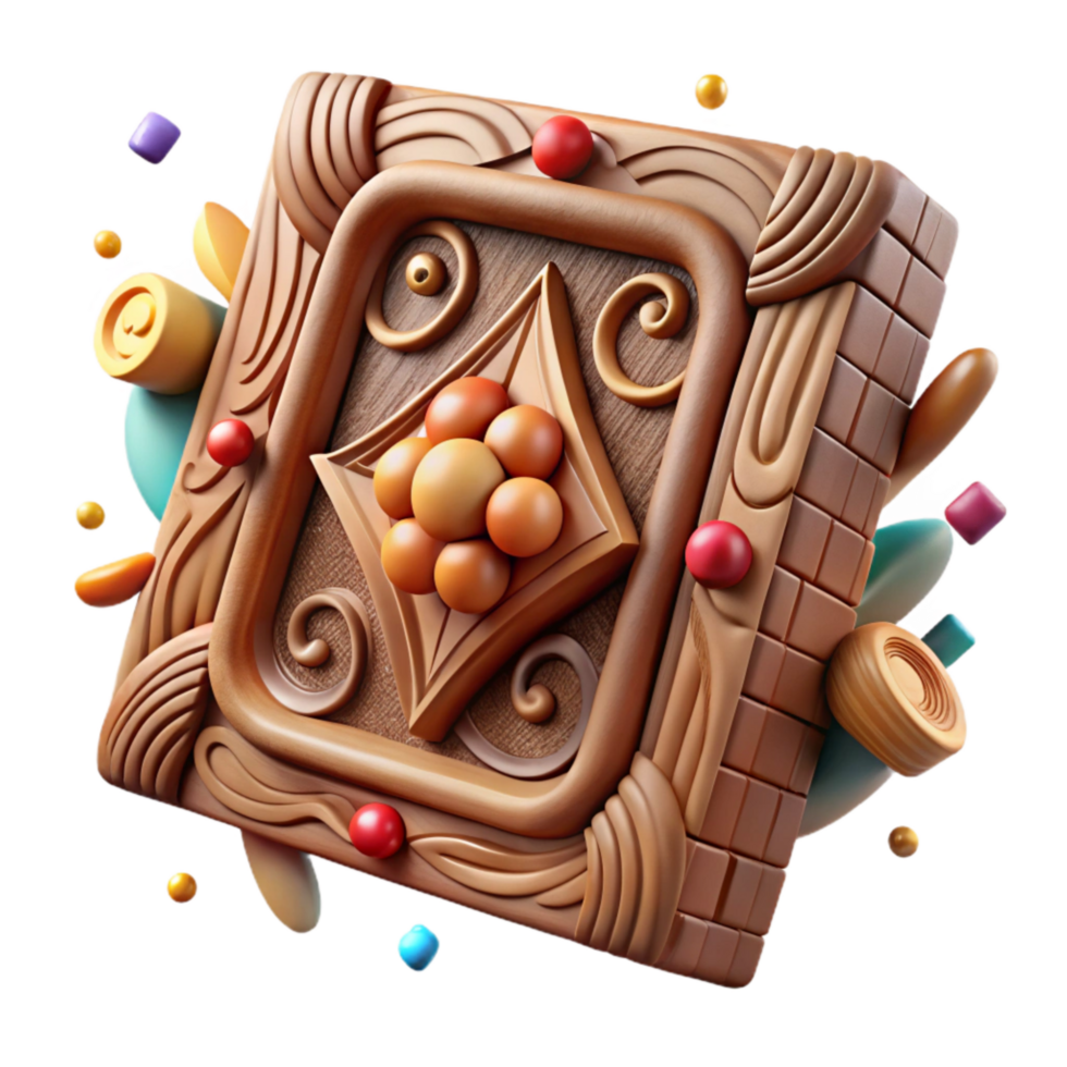 serene modern Cultural Artifact Carved Wood Panel Isolated Cutout detailed png