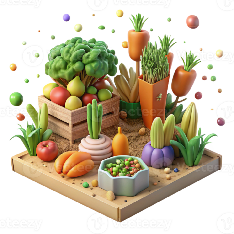 elegant classic Community Garden Abundance of Vegetables Transparent Background detailed png