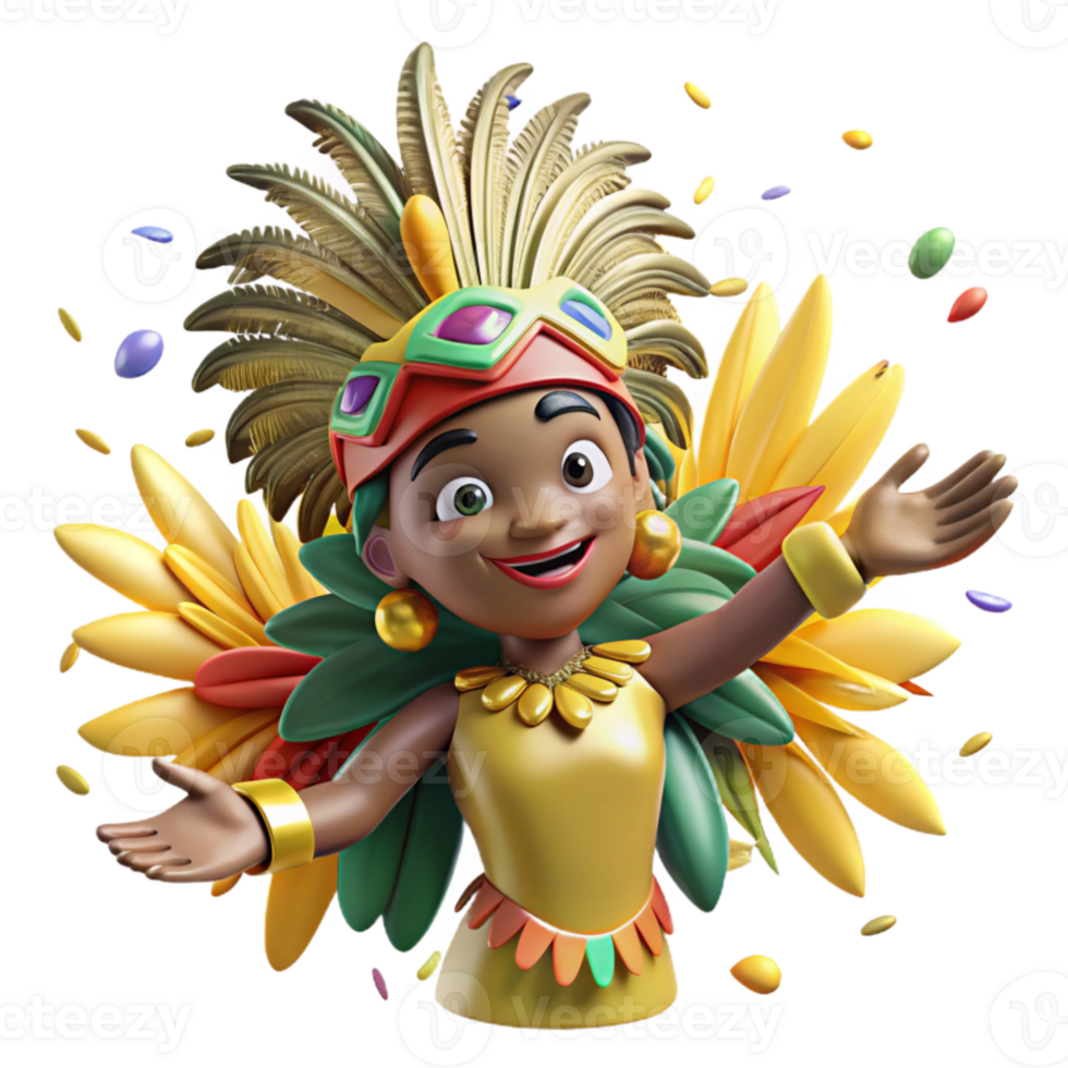 serene classic Brazilian Samba Dancer Feathered Costume Isolated genuine png