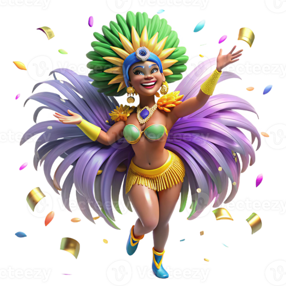 magnificent contemporary Brazilian Samba Dancer Feathered Costume Isolated exclusive png