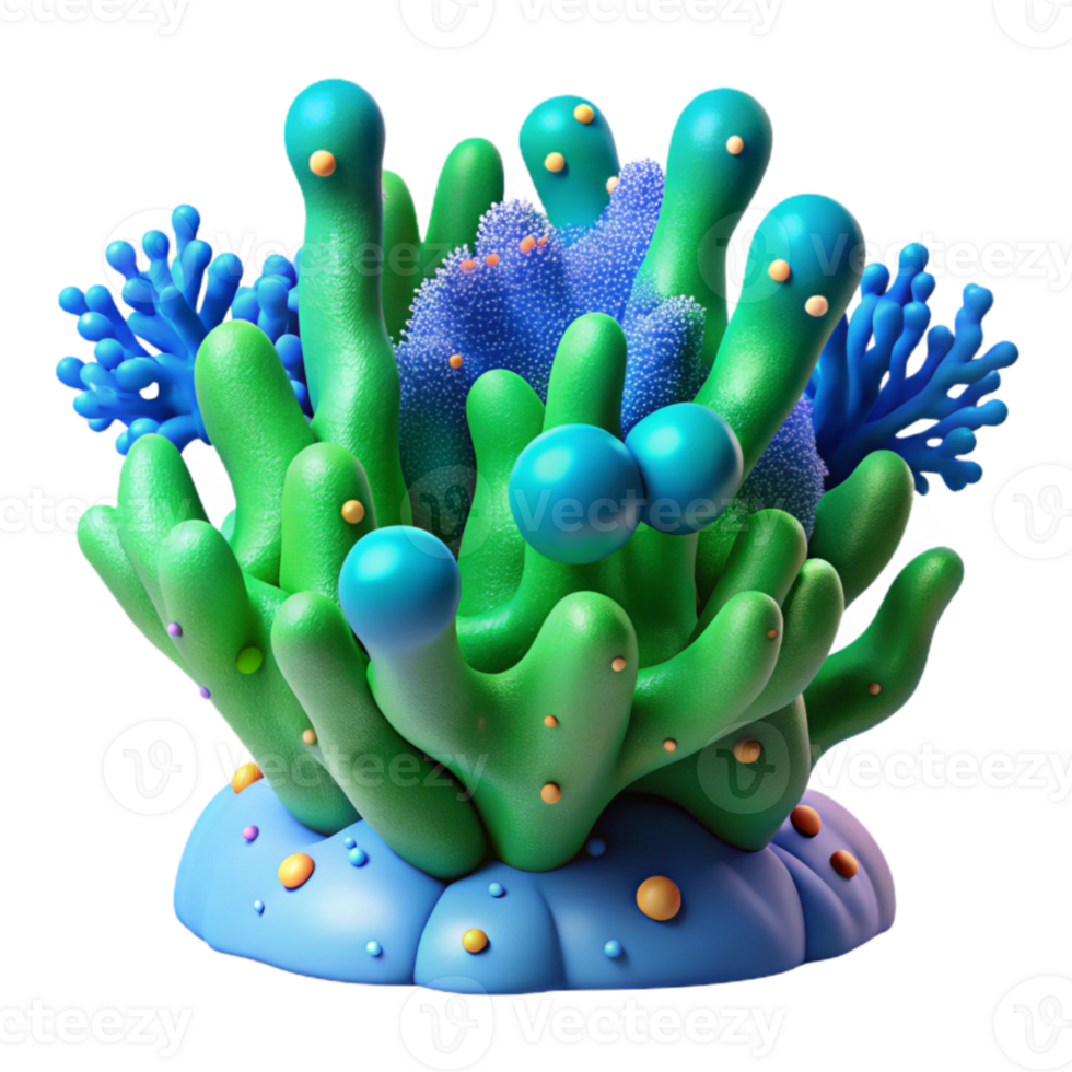 vibrant artistic Coral Reef Isolated Element with Starfish Detail detailed png