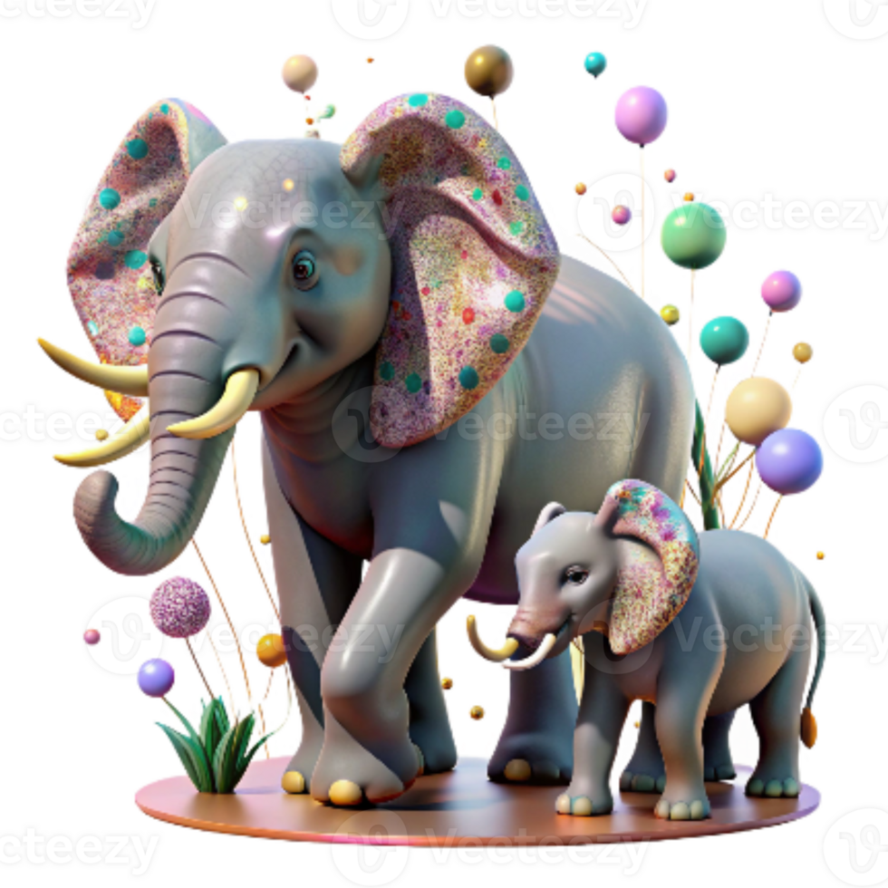extraordinary classic Elephant with Calf Walking Transparent Background authentic png