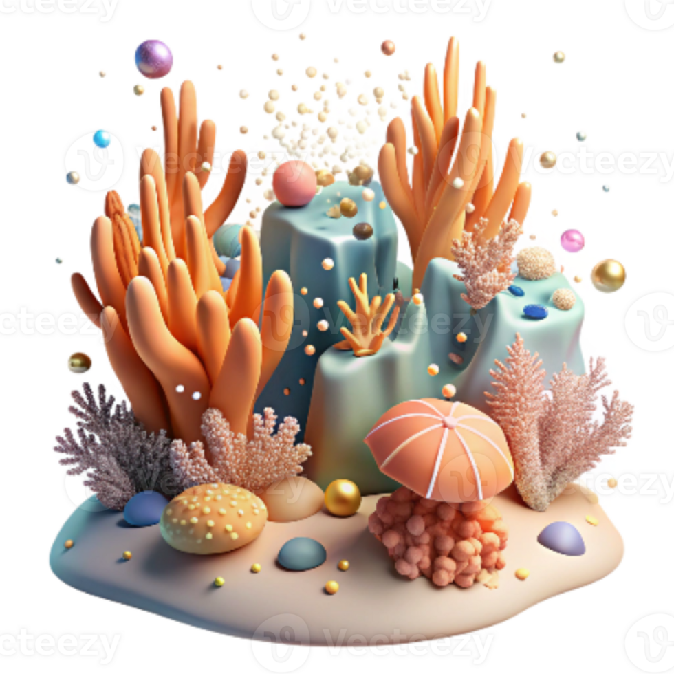 impressive minimalist Coral Reef with Sunlight Isolated Element Bright Scene detailed png