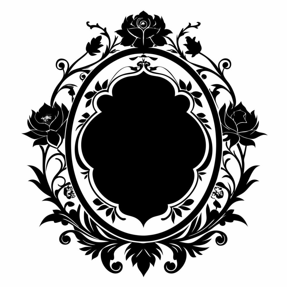 Ornate Floral Frame with Roses and Leaves in Vintage Design vector