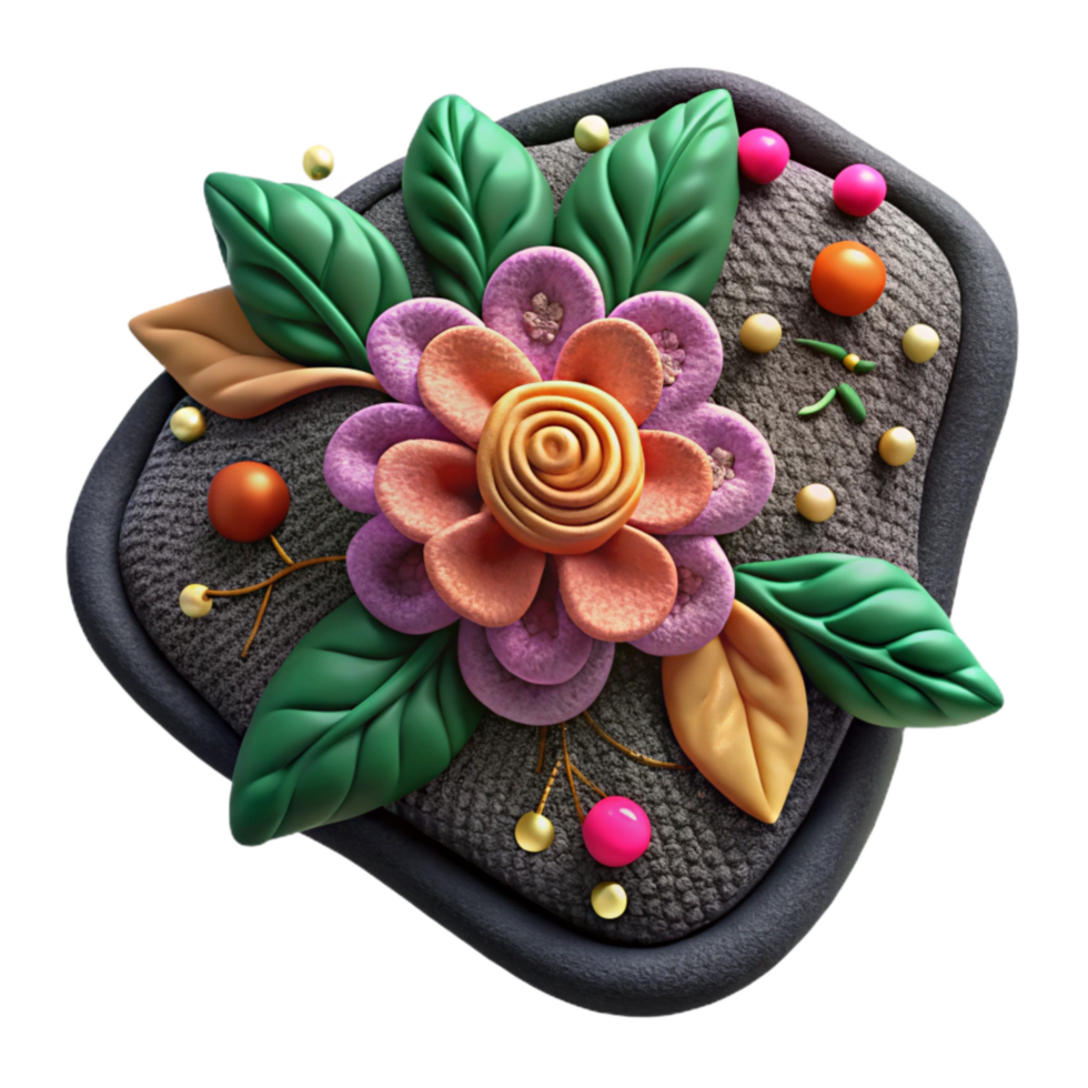 beautiful artistic Embroidered Floral Design on White Cloth Cutout genuine png