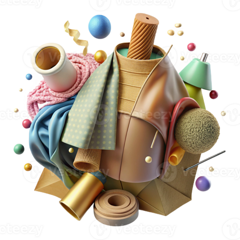 wonderful abstract Community Upcycling Project with Old Clothes Isolated detailed png