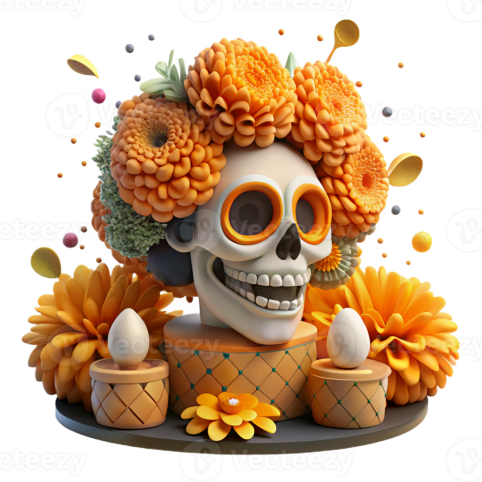 extraordinary abstract Dia De Los Muertos Sugar Skull Colorful Cutout png