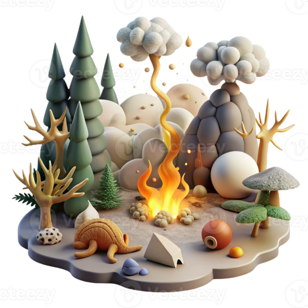 elegant vintage Forest Fire Smoke and Endangered Species Isolated genuine png