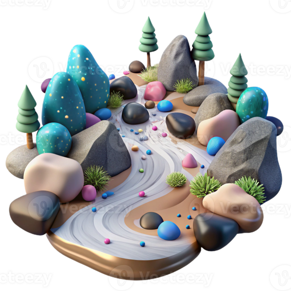 magnificent vintage Forest Stream Rocks Closeup Transparent Background png