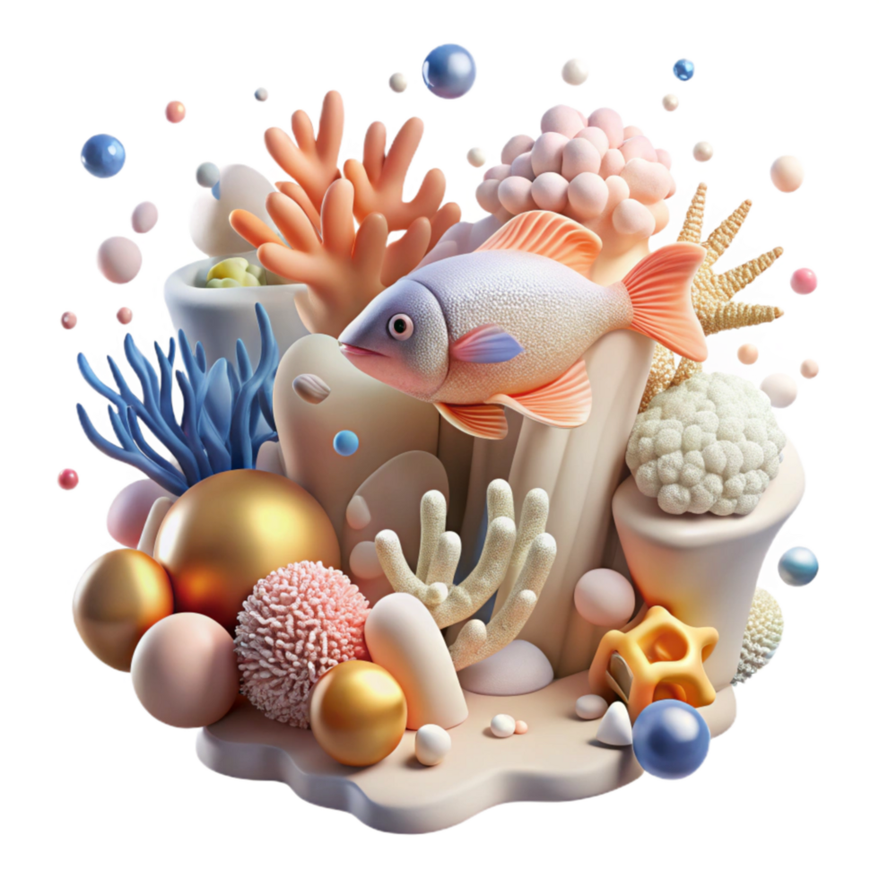 wonderful minimalist Coral Bleaching and Fish Migration Transparent Background high resolution png