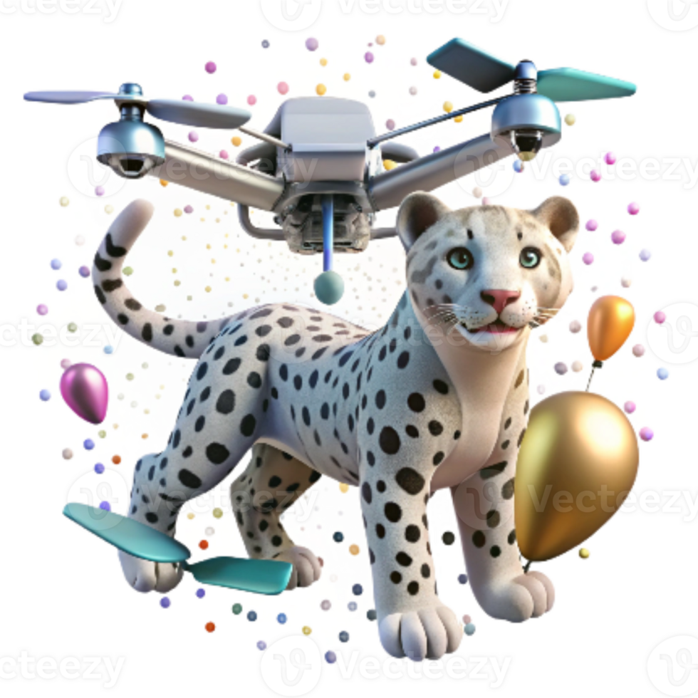 dramatic creative Drone Capturing Snow Leopard Cub Isolated exclusive png
