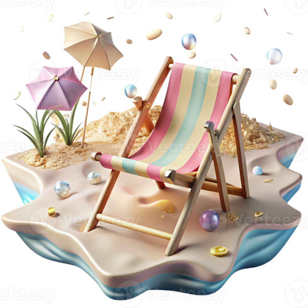 extraordinary traditional Empty Beach Chair on Flooded Shoreline Transparent Background Tourism Impact original png
