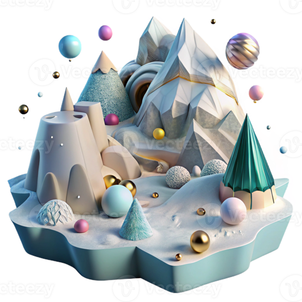 impressive minimalist Arctic Landscape with Glaciers Cutout premium png
