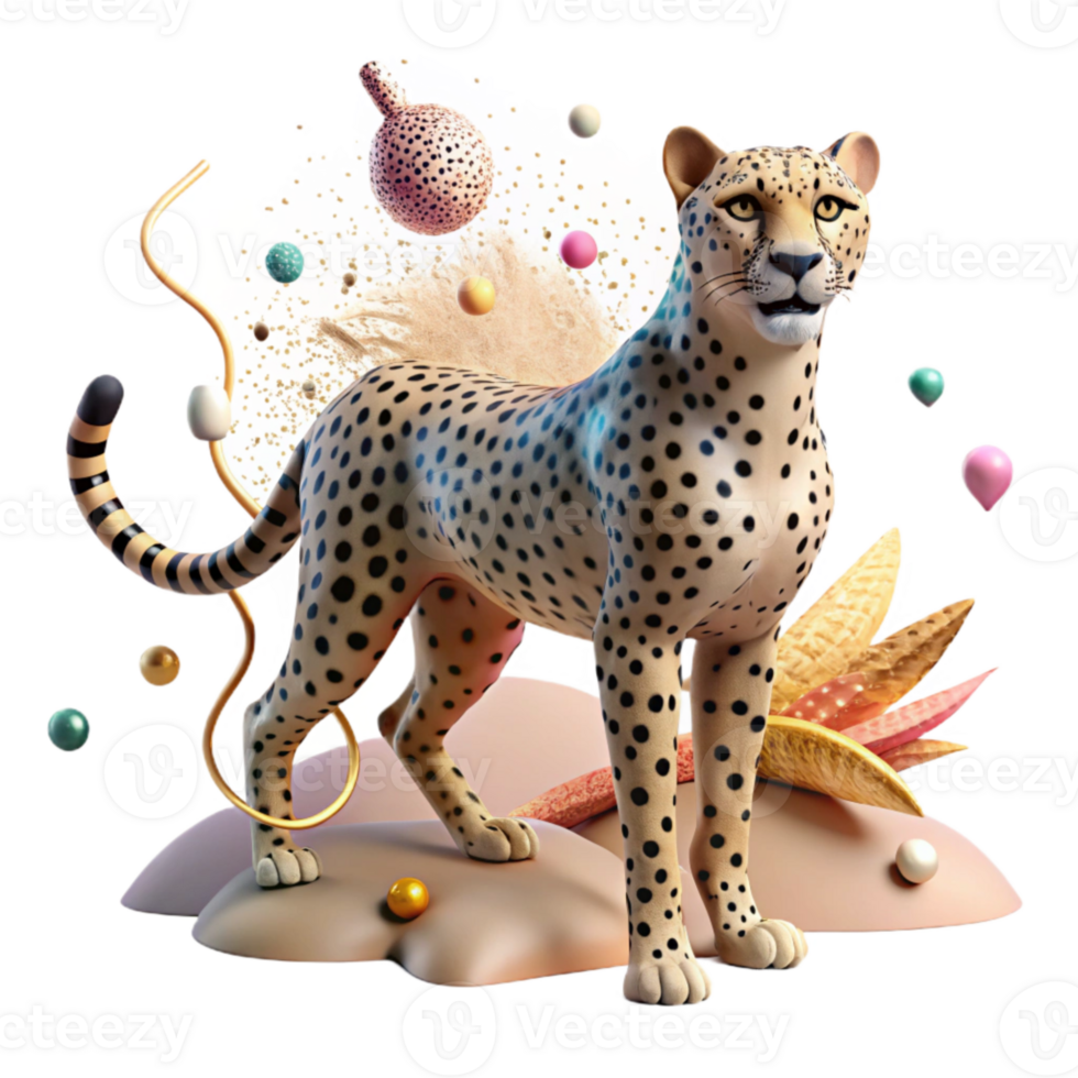 elegant contemporary Ai Monitoring Cheetah Isolated authentic png