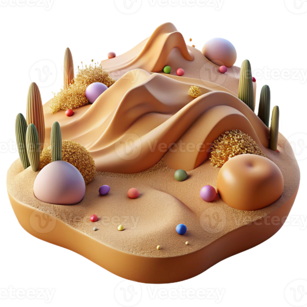 dramatic abstract Desert Landscape with Sand Dunes Side View Isolated detailed png