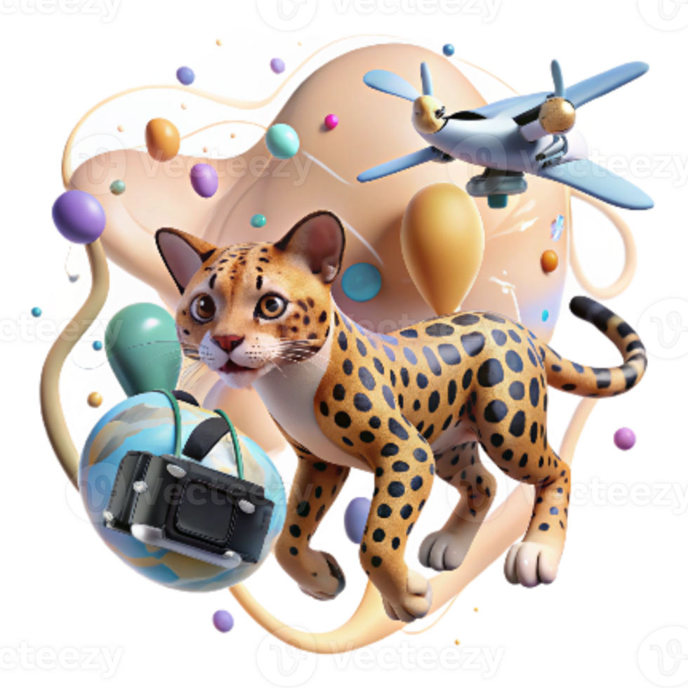 elegant rustic Drone Photographing Clouded Leopard Cub Transparent Background genuine png