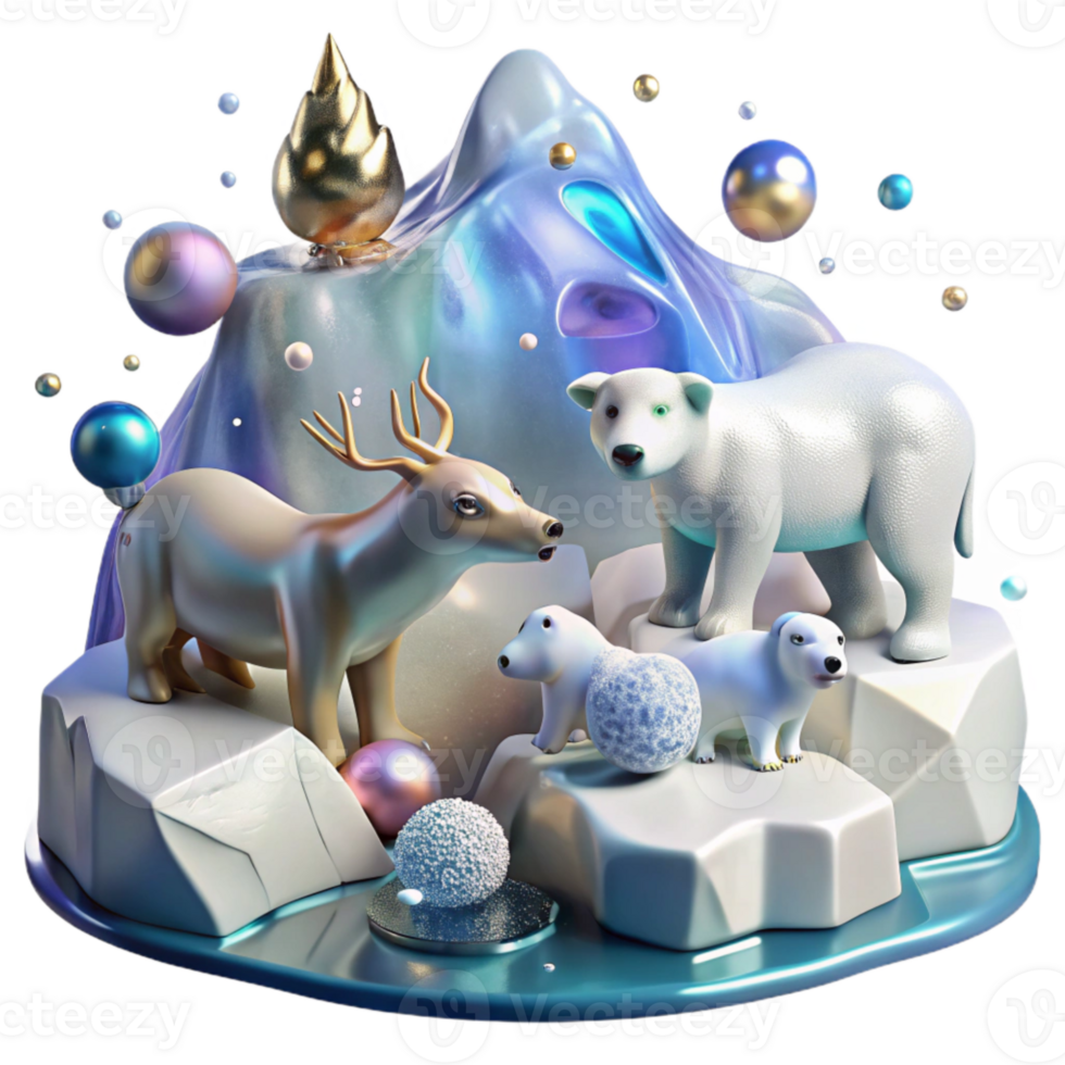 vibrant classic Arctic Animals and Melting Ice Transparent Background genuine png