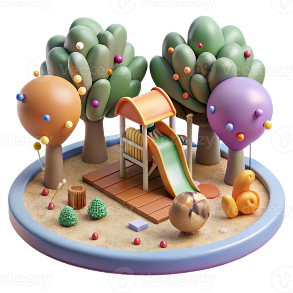 elegant modern City Park with Playground and Squirrels Transparent Background Urban Recreation genuine png