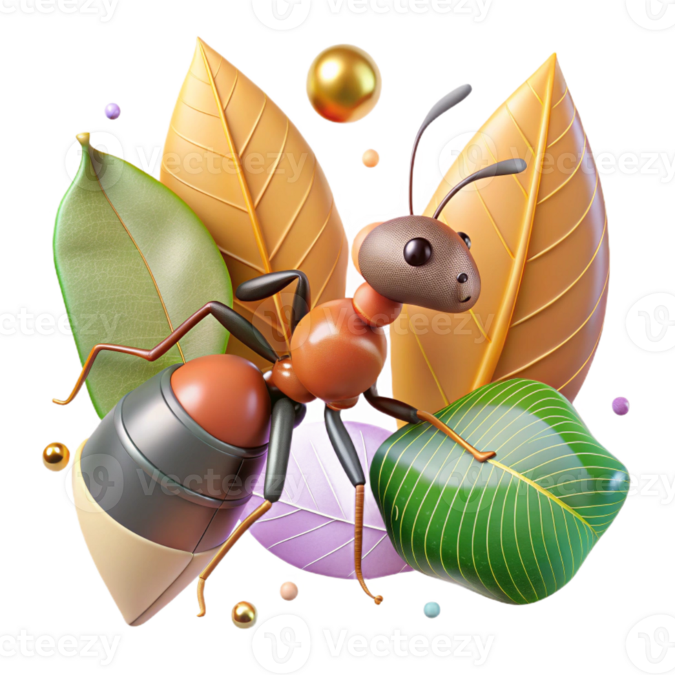 magnificent abstract Ant Carrying Leaf Teamwork Theme Isolated Element high resolution png